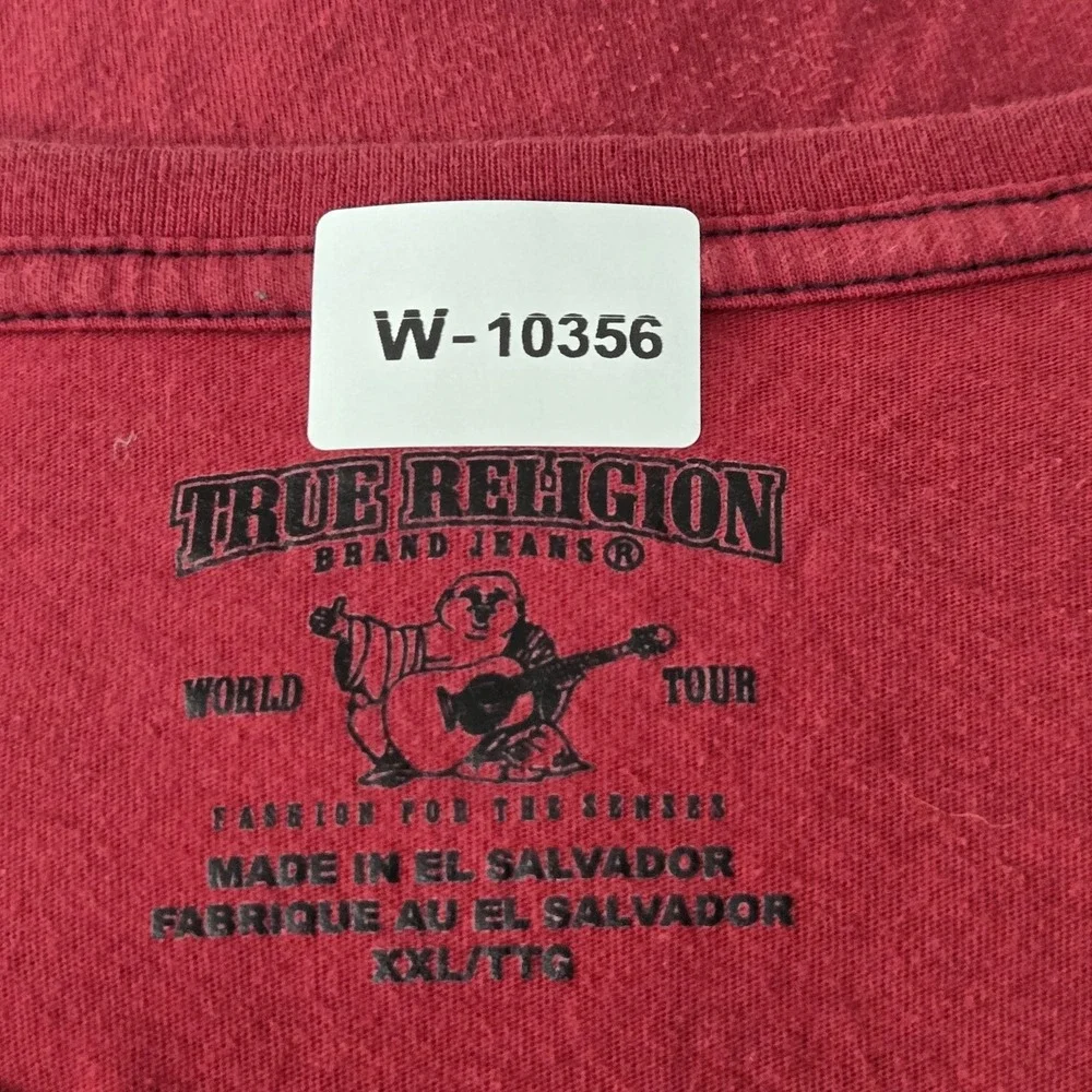 True Religion Men Shirt XL Red Fox Graphic Print Logo Short Sleeve